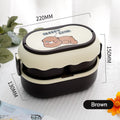 Kawaii Bento Double Compartment Lunch Box - Stainless Steel/Plastic