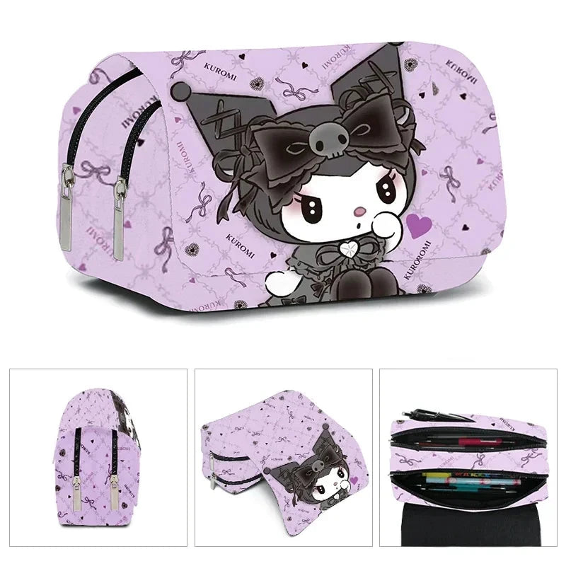 Sanrio Double Large Storage Pencil Case - Hello Kitty, Kuromi &amp; Cinnamoroll