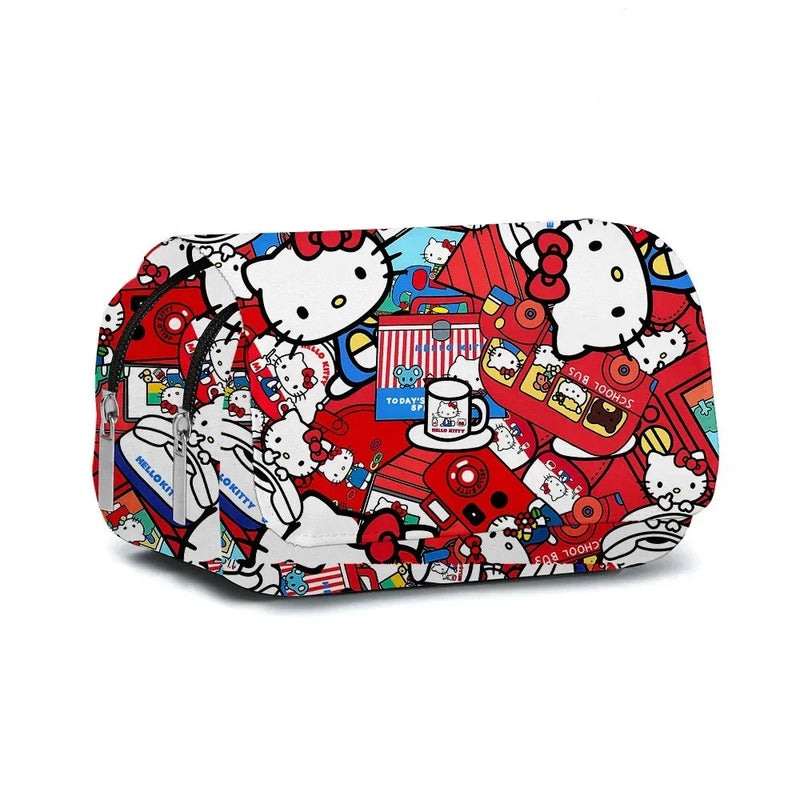 Sanrio Double Large Storage Pencil Case - Hello Kitty, Kuromi &amp; Cinnamoroll