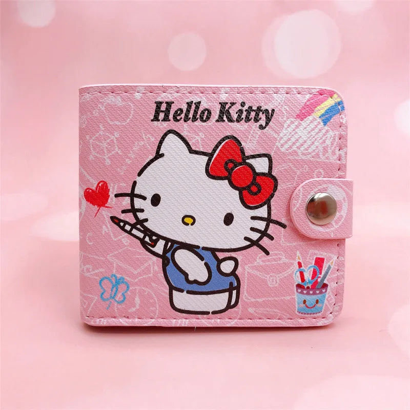 Carteira Kawaii Personagens Sanrio - Hello Kitty, Cinnamoroll, My Melody, Kuromi, Sanrios em Couro Ecológico | Apenas os 14 primeiros modelos possuem a bolsinha interna com botão Você é fã dos personagens da Sanrio, como Hello Kitty, Cinnamoroll, My Melod