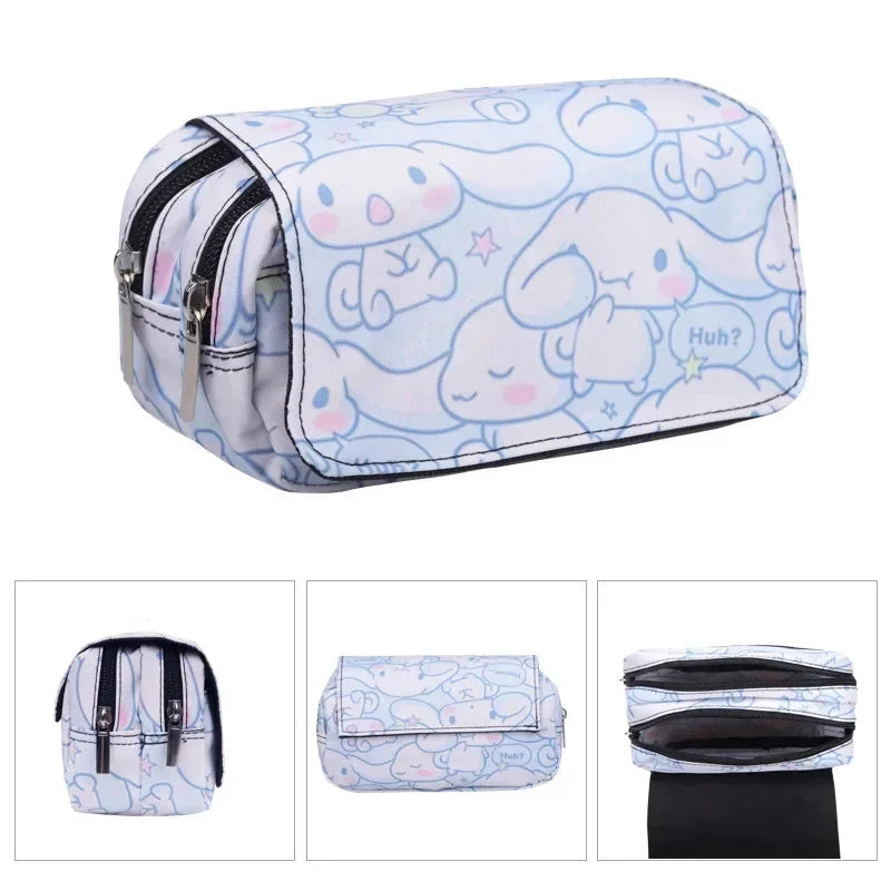 Sanrio Double Large Storage Pencil Case - Hello Kitty, Kuromi &amp; Cinnamoroll