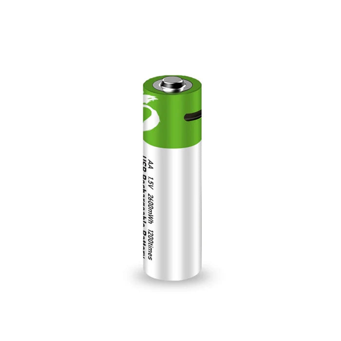 Rechargeable AA Batteries 2600 mWh | USB | 1,200 recharges + Charging cable