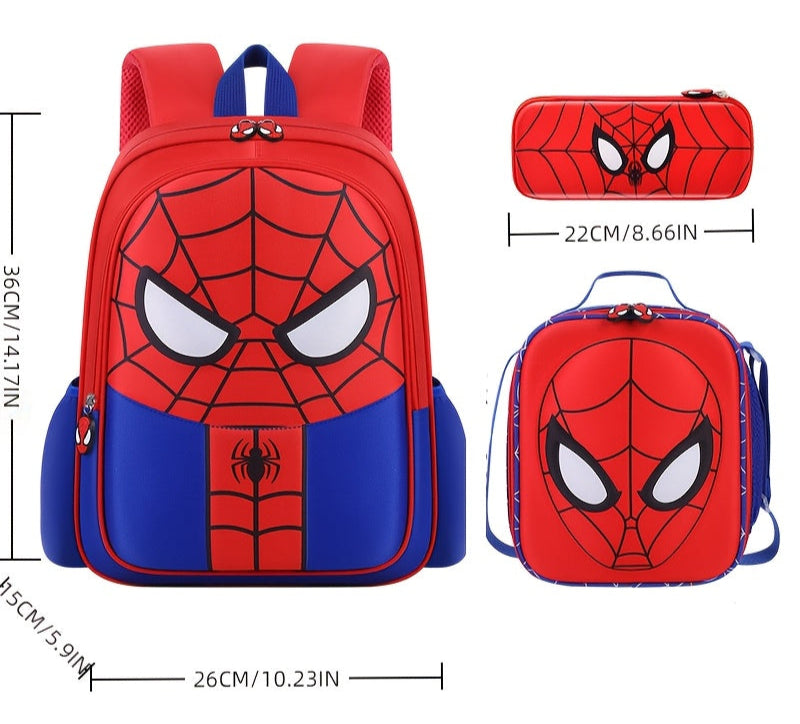 Spider-Man Marvel Backpack, Pencil Case and Lunch Box 3pcs